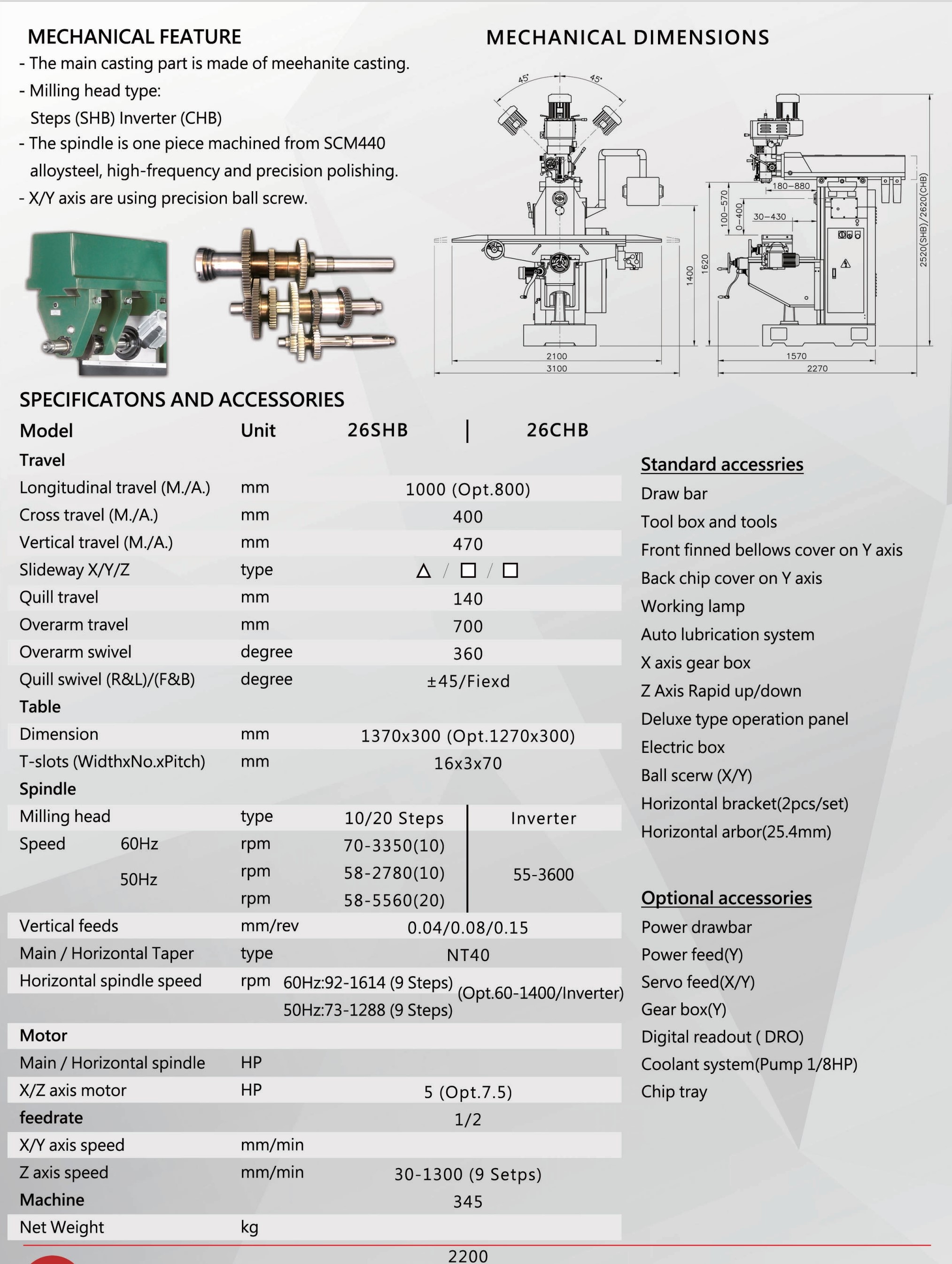 Vertical Horizontal Turret Milling Machine